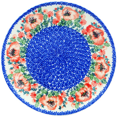 Polish Pottery Plate 10&quot; Lone Poppy
