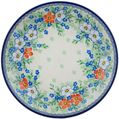 Polish Pottery Plate 10&quot; Lovely Hibiscus UNIKAT