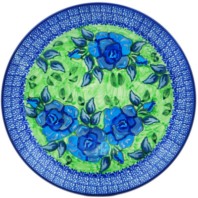 Polish Pottery Plate 10&quot; Matisse Flowers Cobalt UNIKAT