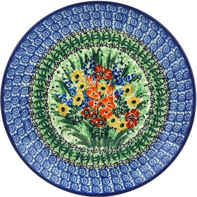 Polish Pottery Plate 10&quot; Meadow Flowers UNIKAT