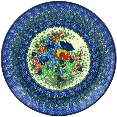 Polish Pottery Plate 10&quot; Mosaic Butterfly UNIKAT