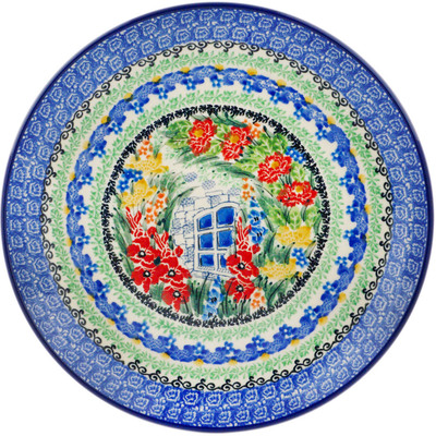Polish Pottery Plate 10&quot; My Garden Window UNIKAT