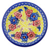 Polish Pottery Plate 10&quot; Neon Poppies