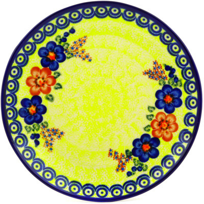 Polish Pottery Plate 10&quot; Neon Poppies