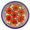 Polish Pottery Plate 10&quot; Orange Zinnia UNIKAT