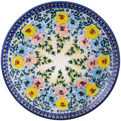 Polish Pottery Plate 10&quot; Pastel Blooms UNIKAT