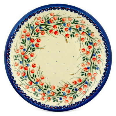 Polish Pottery Plate 10&quot; Patriotic Blooms UNIKAT