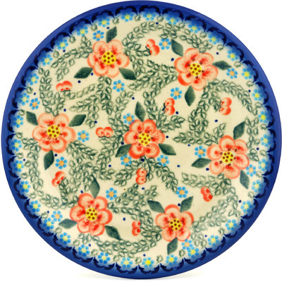 Polish Pottery Plate 10&quot; Peach Tudor Rose