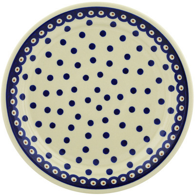 Polish Pottery Plate 10" Peacock Dots