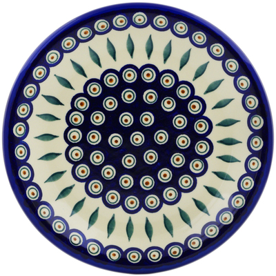Polish Pottery Plate 10&quot; Peacock