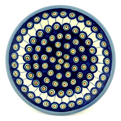 Polish Pottery Plate 10&quot; Peacock