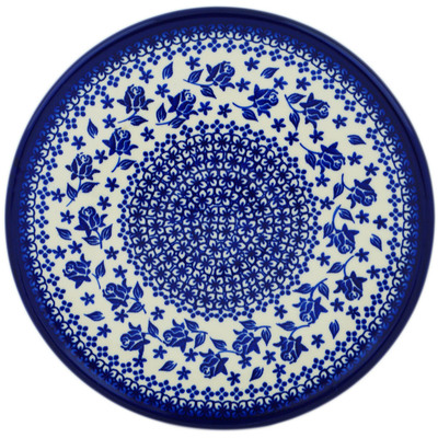 Polish Pottery Plate 10&quot; Peacock Leaves