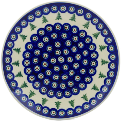 Polish Pottery Plate 10&quot; Peacock Pines