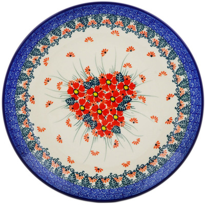 Polish Pottery Plate 10&quot; Pink Forget Me Not UNIKAT