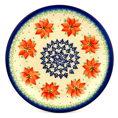 Polish Pottery Plate 10&quot; Poinsettas