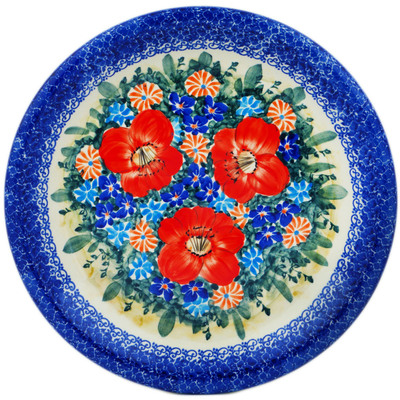 Polish Pottery Plate 10&quot; Pond Flowers UNIKAT