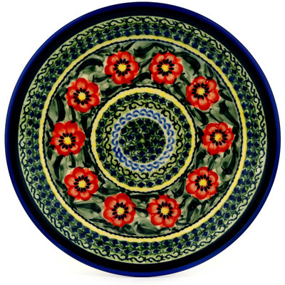 Polish Pottery Plate 10&quot; Poppies All Around UNIKAT