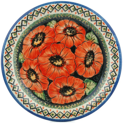 Polish Pottery Plate 10&quot; Poppy Passion UNIKAT