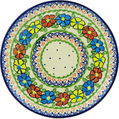 Polish Pottery Plate 10&quot; Primary Poppies UNIKAT