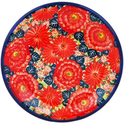 Polish Pottery Plate 10&quot; Radiant Red Garden UNIKAT