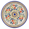 Polish Pottery Plate 10&quot; Red Anemone Meadow UNIKAT