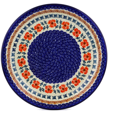 Polish Pottery Plate 10&quot; Red Cornflower