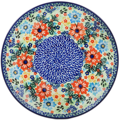 Polish Pottery Plate 10&quot; Red Floral Delight UNIKAT