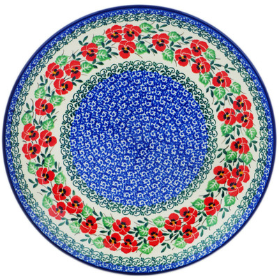 Polish Pottery Plate 10&quot; Red Pansy