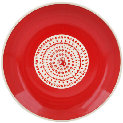 Polish Pottery Plate 10&quot; Red Petals UNIKAT
