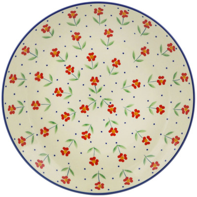 Polish Pottery Plate 10&quot; Red Primrose