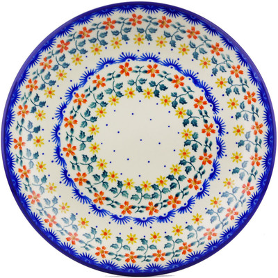Polish Pottery Plate 10&quot; Red Sunflower