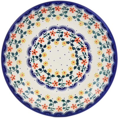 Polish Pottery Plate 10&quot; Red Sunflower