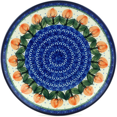 Polish Pottery Plate 10&quot; Red Tulip Circle UNIKAT