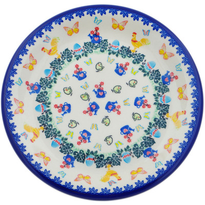 Polish Pottery Plate 10&quot; Red Tulip Field UNIKAT