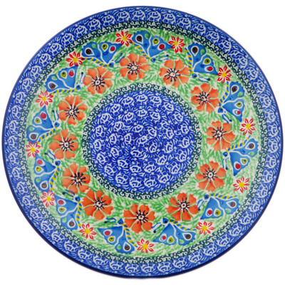 Polish Pottery Plate 10&quot; Ring Of Flowers UNIKAT