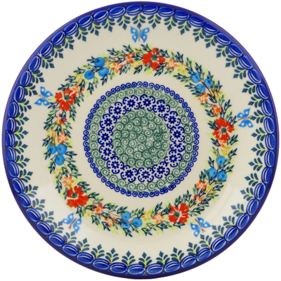 Polish Pottery Plate 10&quot; Ring Of Flowers UNIKAT
