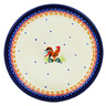 Polish Pottery Plate 10&quot; Rooster Doodle-do UNIKAT