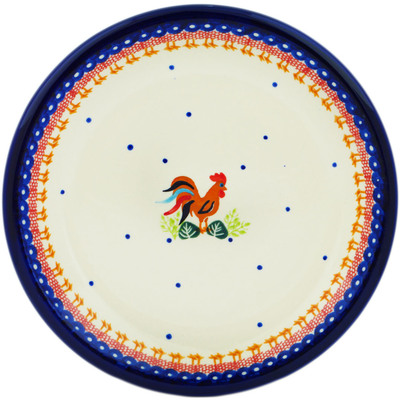 Polish Pottery Plate 10&quot; Rooster Doodle-do UNIKAT