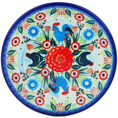 Polish Pottery Plate 10&quot; Rooster Fiesta