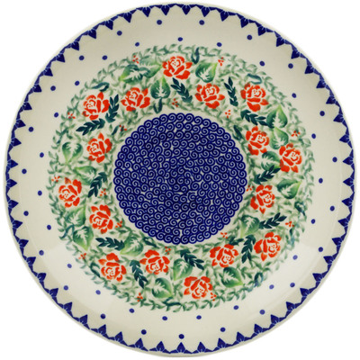 Polish Pottery Plate 10&quot; Rose Garden