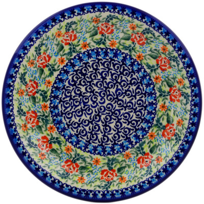 Polish Pottery Plate 10&quot; Rose Garden UNIKAT
