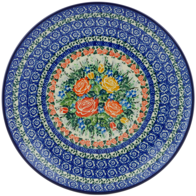 Polish Pottery Plate 10&quot; Rose Splendor UNIKAT
