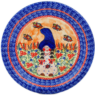 Polish Pottery Plate 10&quot; Smurfette Lady Bird UNIKAT