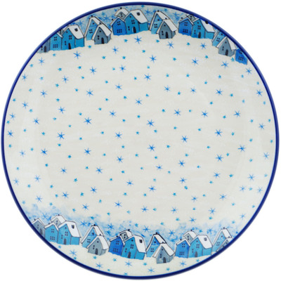 Polish Pottery Plate 10&quot; Snowy Village UNIKAT