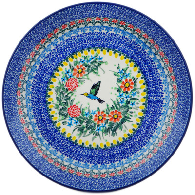 Polish Pottery Plate 10&quot; Solo Hummingbird UNIKAT