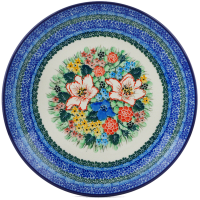 Polish Pottery Plate 10&quot; Splendid Hibiscus UNIKAT