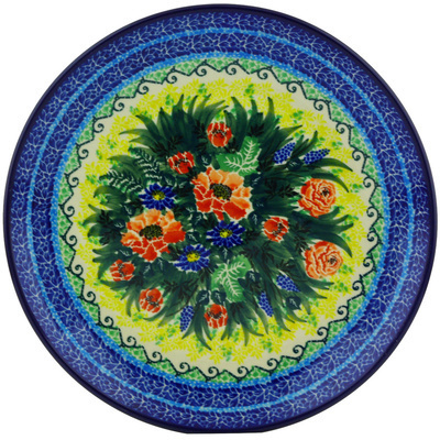 Polish Pottery Plate 10&quot; Splendid Meadow UNIKAT