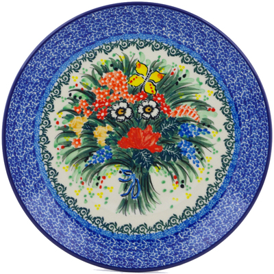 Polish Pottery Plate 10&quot; Spring Butterfly Bouquet UNIKAT