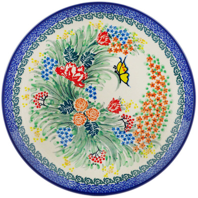 Polish Pottery Plate 10&quot; Spring Butterfly UNIKAT