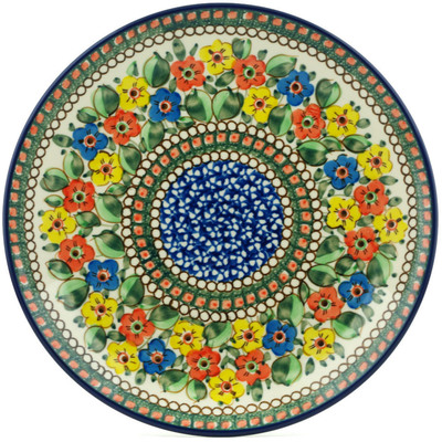 Polish Pottery Plate 10&quot; Spring Garden Poppies UNIKAT